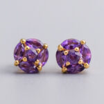 9ct Gold Amethyst Cluster Earrings