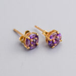 9ct Gold Amethyst Cluster Earrings