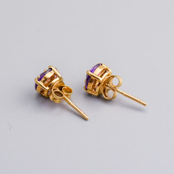 9ct Gold Amethyst Cluster Earrings - Image 3