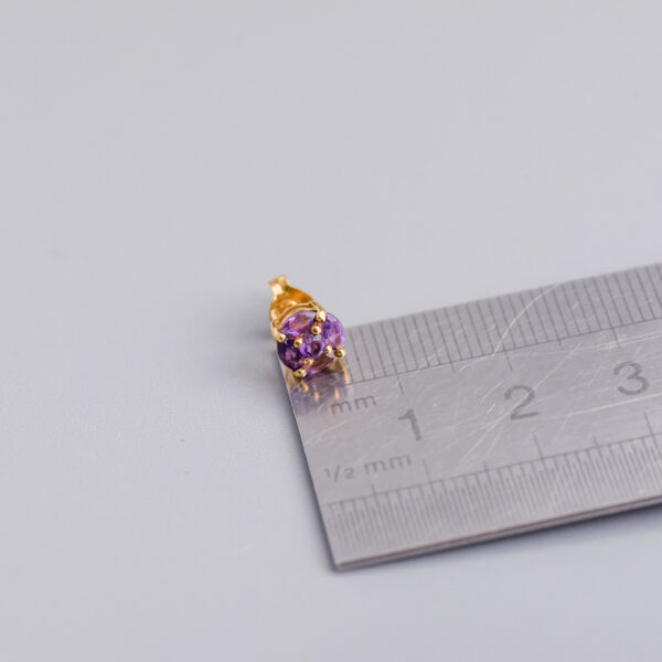 9ct Gold Amethyst Cluster Earrings - Image 5