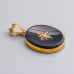 18ct Gold Victorian Onyx & Seed Pearl Mourning Pendant