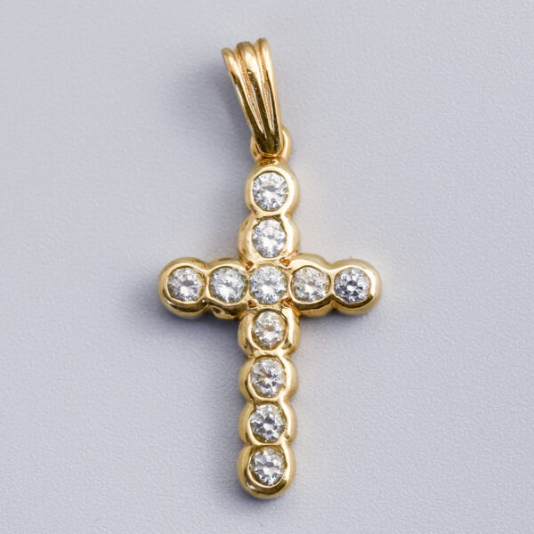 9ct Gold CZ Cross Pendant