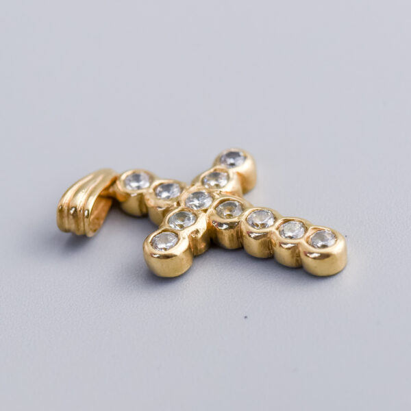9ct Gold CZ Cross Pendant - Image 3