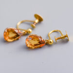 9ct Gold Dangly Citrine Earrings