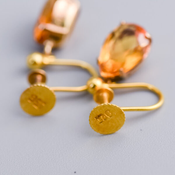 9ct Gold Dangly Citrine Earrings - Image 3