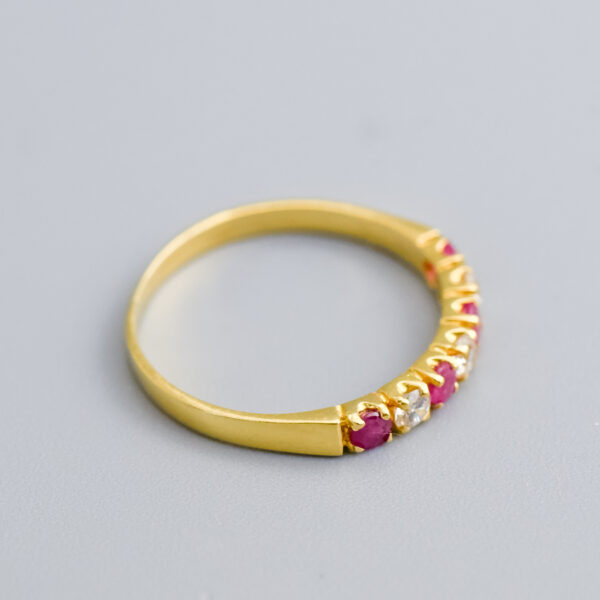 18ct Gold Ruby & CZ Half Eternity Ring - Image 2