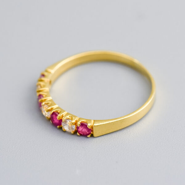 18ct Gold Ruby & CZ Half Eternity Ring - Image 3