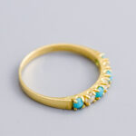 18ct Gold Turquoise & CZ Half Eternity Ring