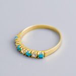 18ct Gold Turquoise & CZ Half Eternity Ring