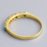 18ct Gold Turquoise & CZ Half Eternity Ring
