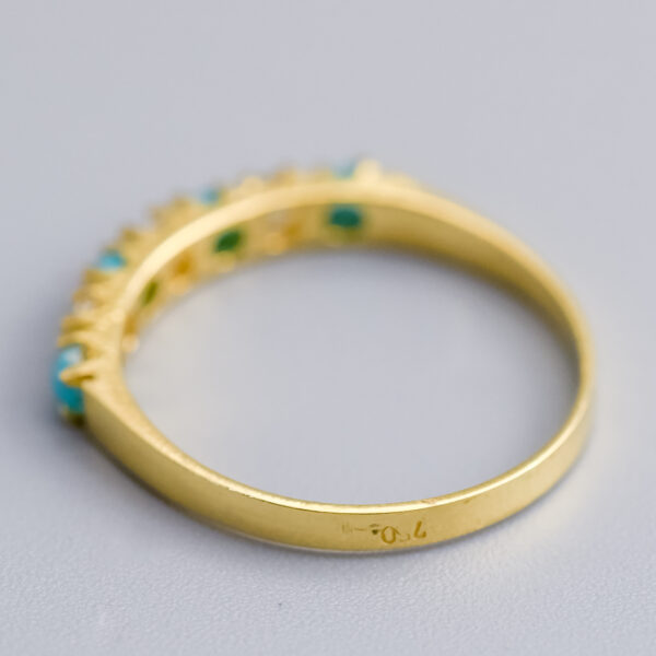 18ct Gold Turquoise & CZ Half Eternity Ring - Image 4