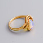 14ct Gold Opal & Diamond Swirled Ring