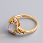 14ct Gold Opal & Diamond Swirled Ring