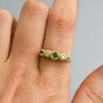 18ct Gold Five Stone Emerald & Diamond Ring