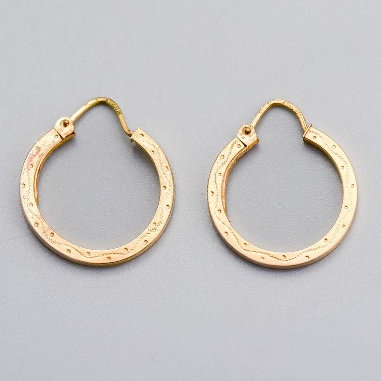 9K Gold Patterned Hoop Earrings