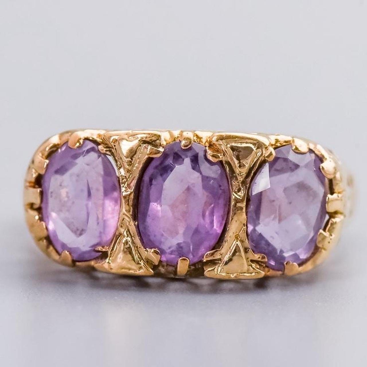 9K Gold Amethyst Trilogy Ring