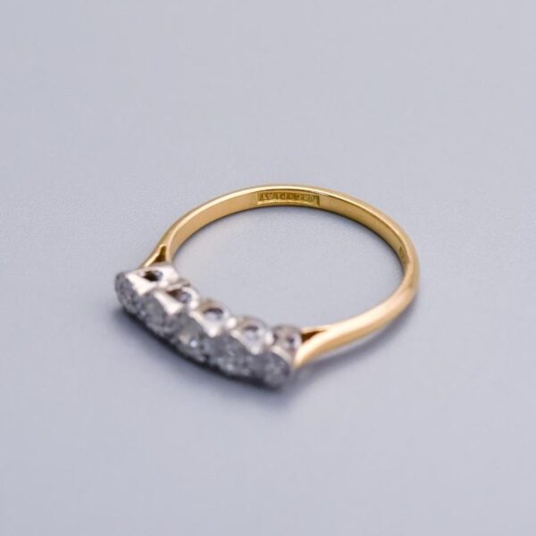18K Gold Five Diamond Ring
