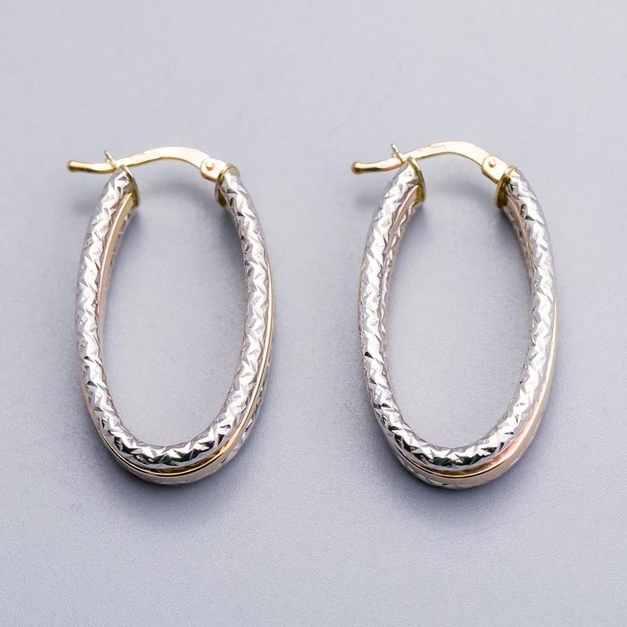 9K Gold Two Tone Hoop Earrings
