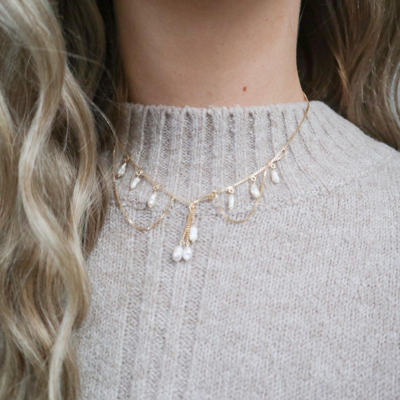 18K Gold Baroque Pearl Necklace