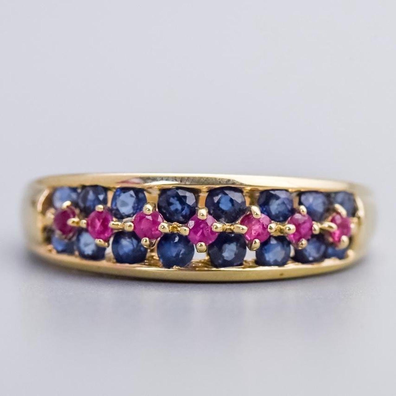 9K Gold Sapphire & Ruby Ring
