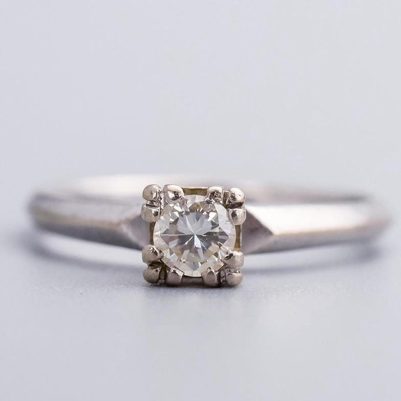 14K White Gold Solitaire Diamond Ring
