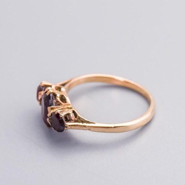 9K Gold Garnet Trilogy Ring