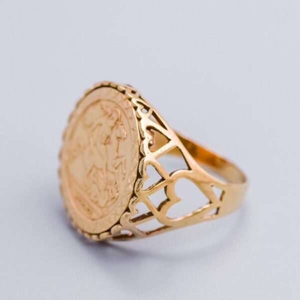 Solid 9K Gold St. George Coin Ring