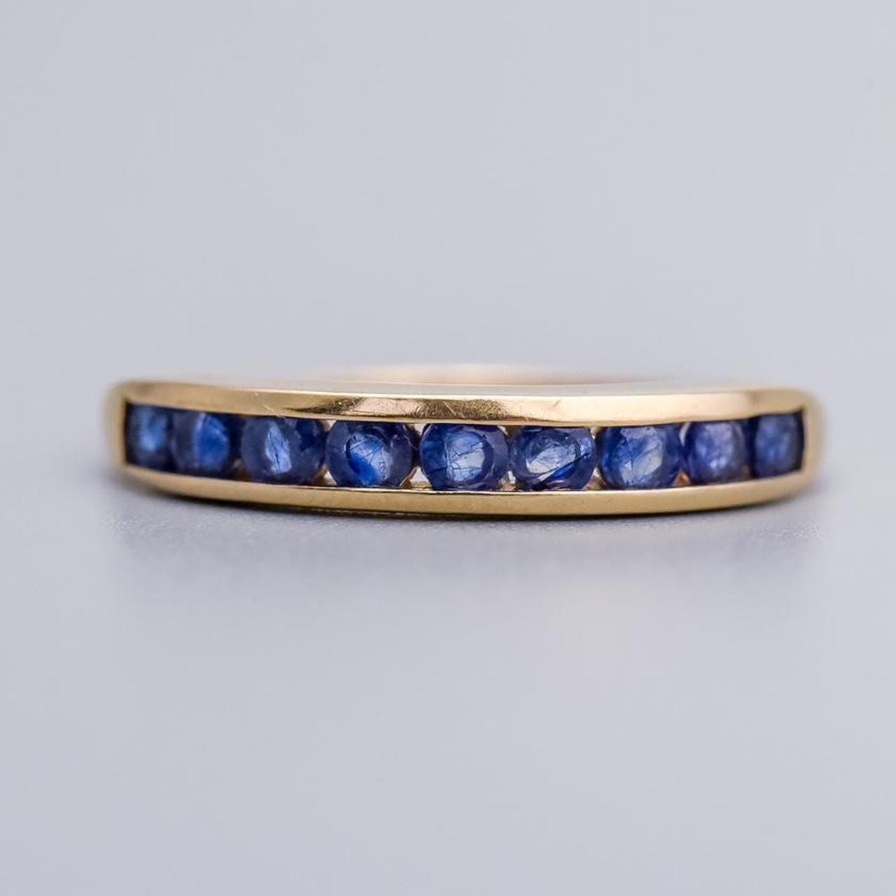 9K Gold Sapphire Half Eternity Ring