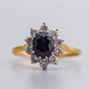 18K Gold Sapphire and Diamond Ring