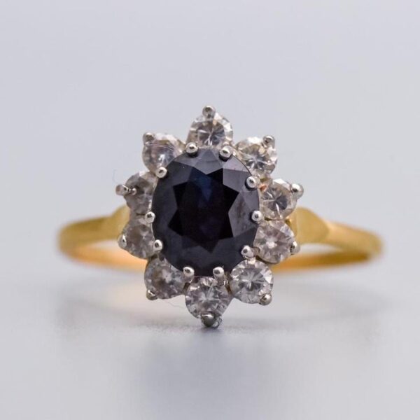 18K Gold Sapphire and Diamond Ring