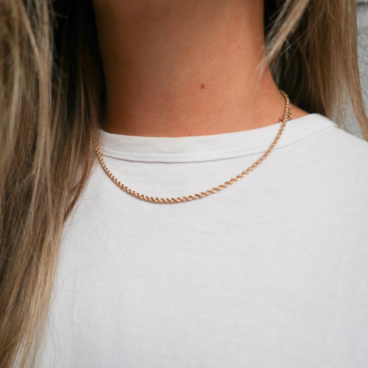 9K Gold Rope Chain Necklace