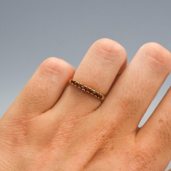 9K Gold Red Garnet Ring