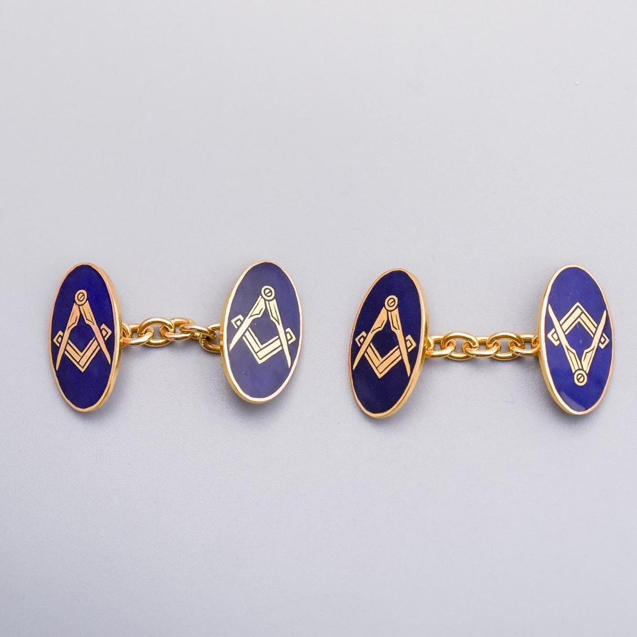 9K Gold Enamel Masonic Cufflinks