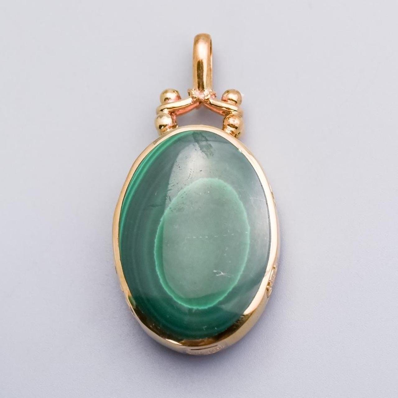9K Gold Malachite and Tiger’s Eye Fob Pendant