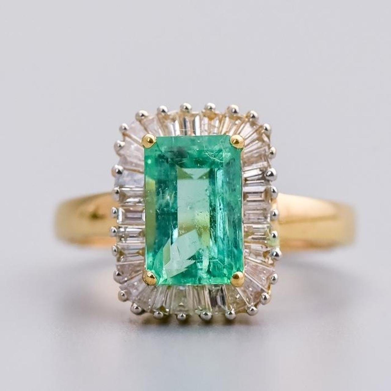 14K Gold Emerald and Diamond Ring