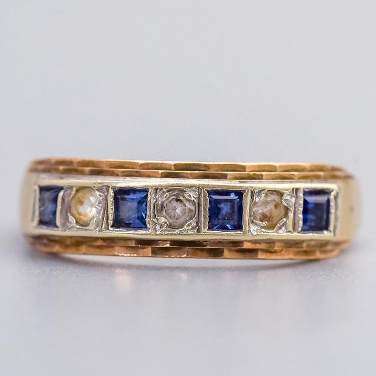 9K Gold Sapphire & CZ Band