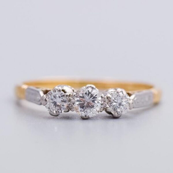 18K Gold Diamond Trilogy Ring