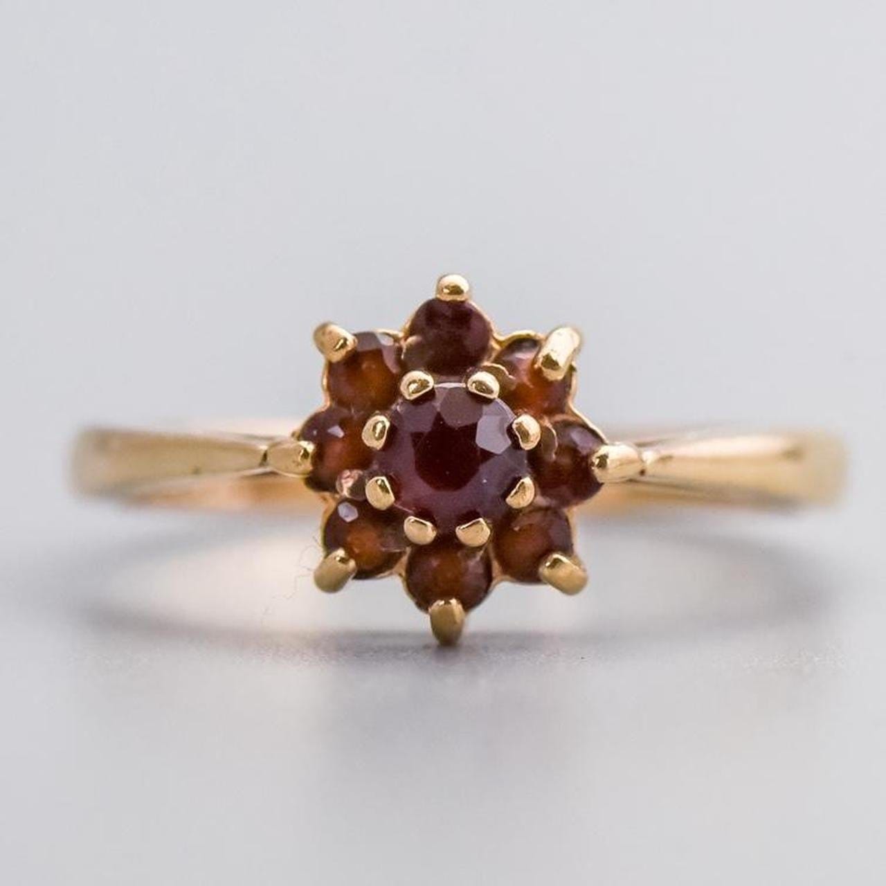 9K Gold Garnet Cluster Ring
