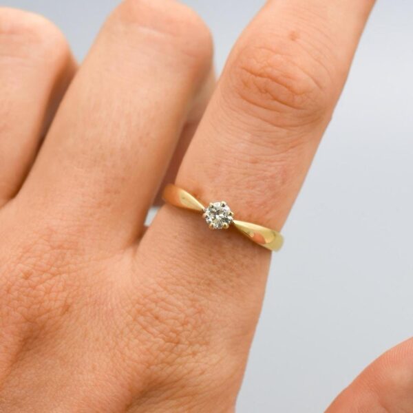 18K Gold Solitaire Diamond Ring