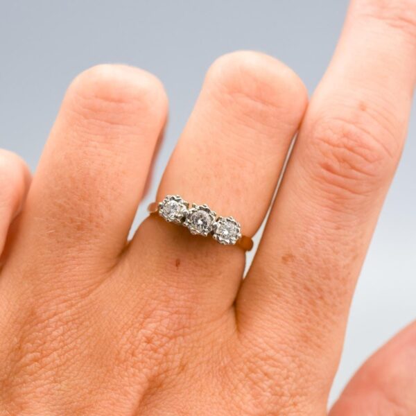 18K Gold Diamond Trilogy Ring