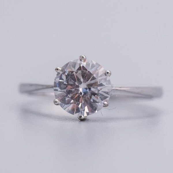 9K White Gold CZ Solitaire Ring