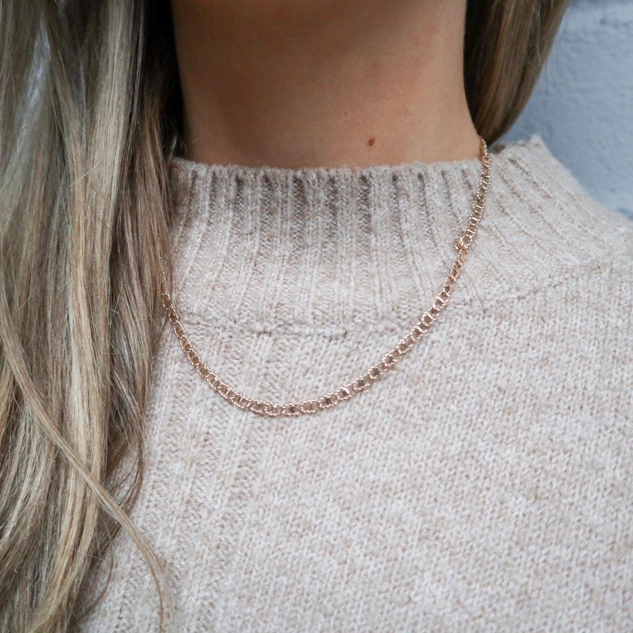 9K Rose Gold Anchor Chain Necklace