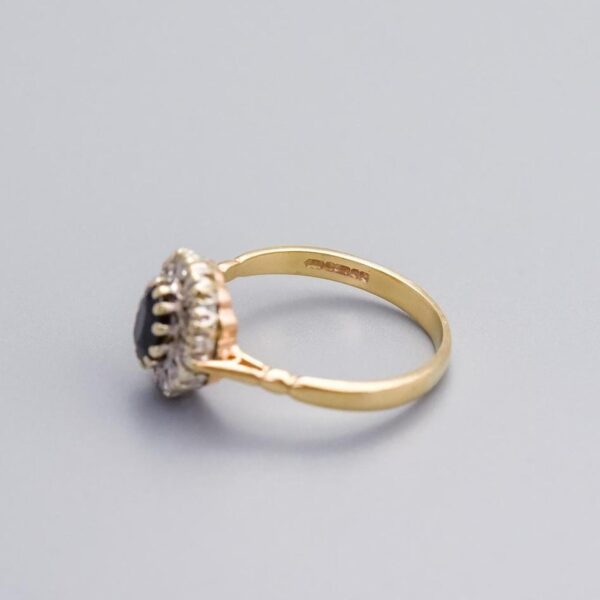 9K Gold Sapphire and Diamond Ring