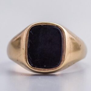 9K Gold Black Onyx Signet Ring