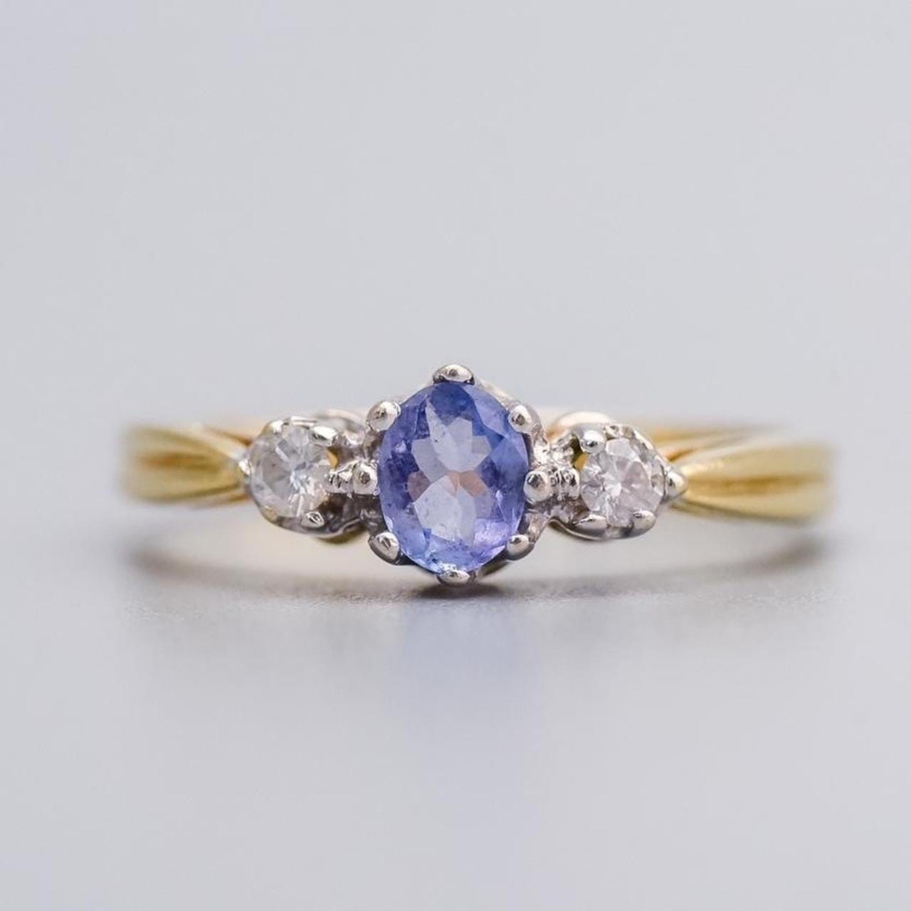 9K Gold Tanzanite and Diamond Ring