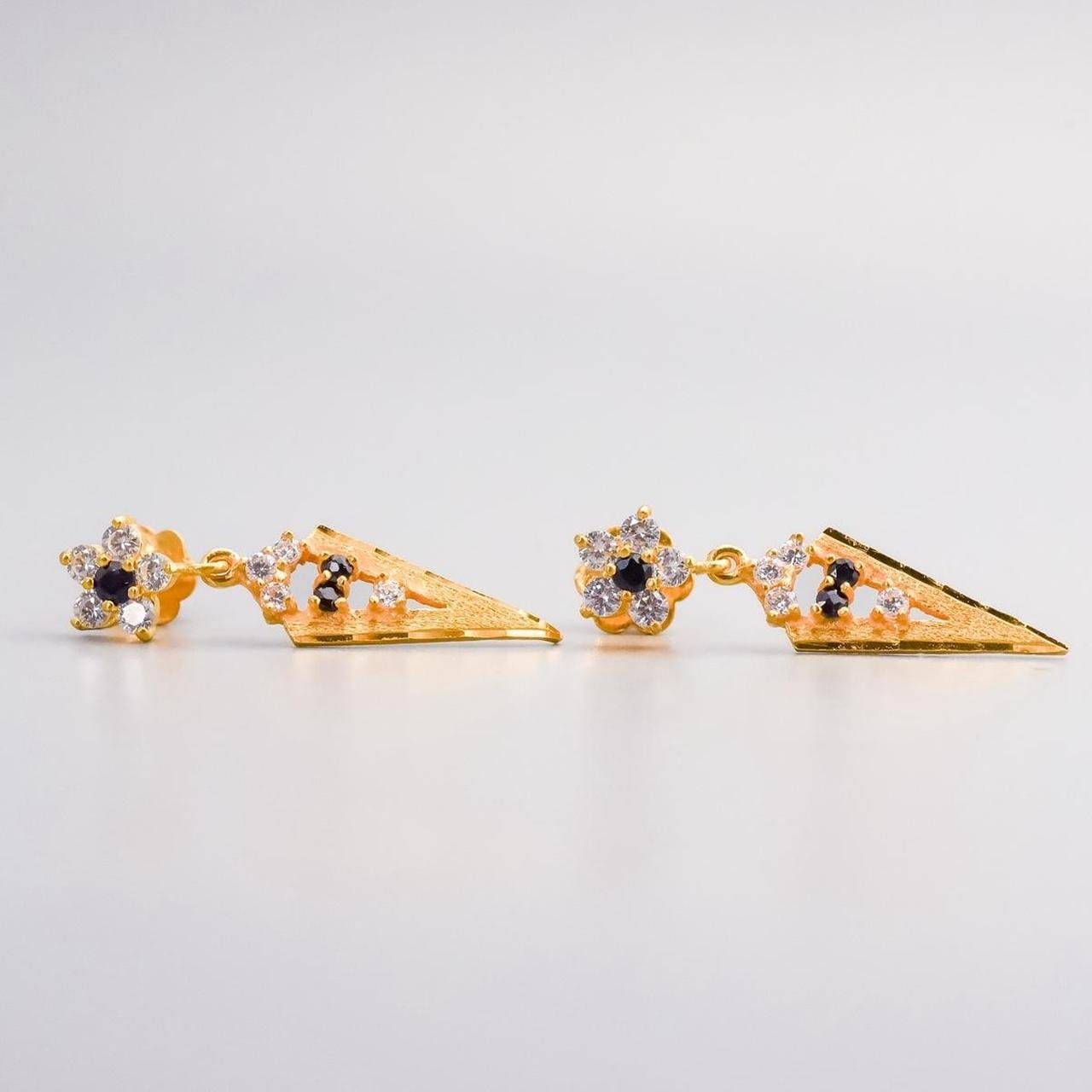 22ct Gold Sapphire & CZ Earrings
