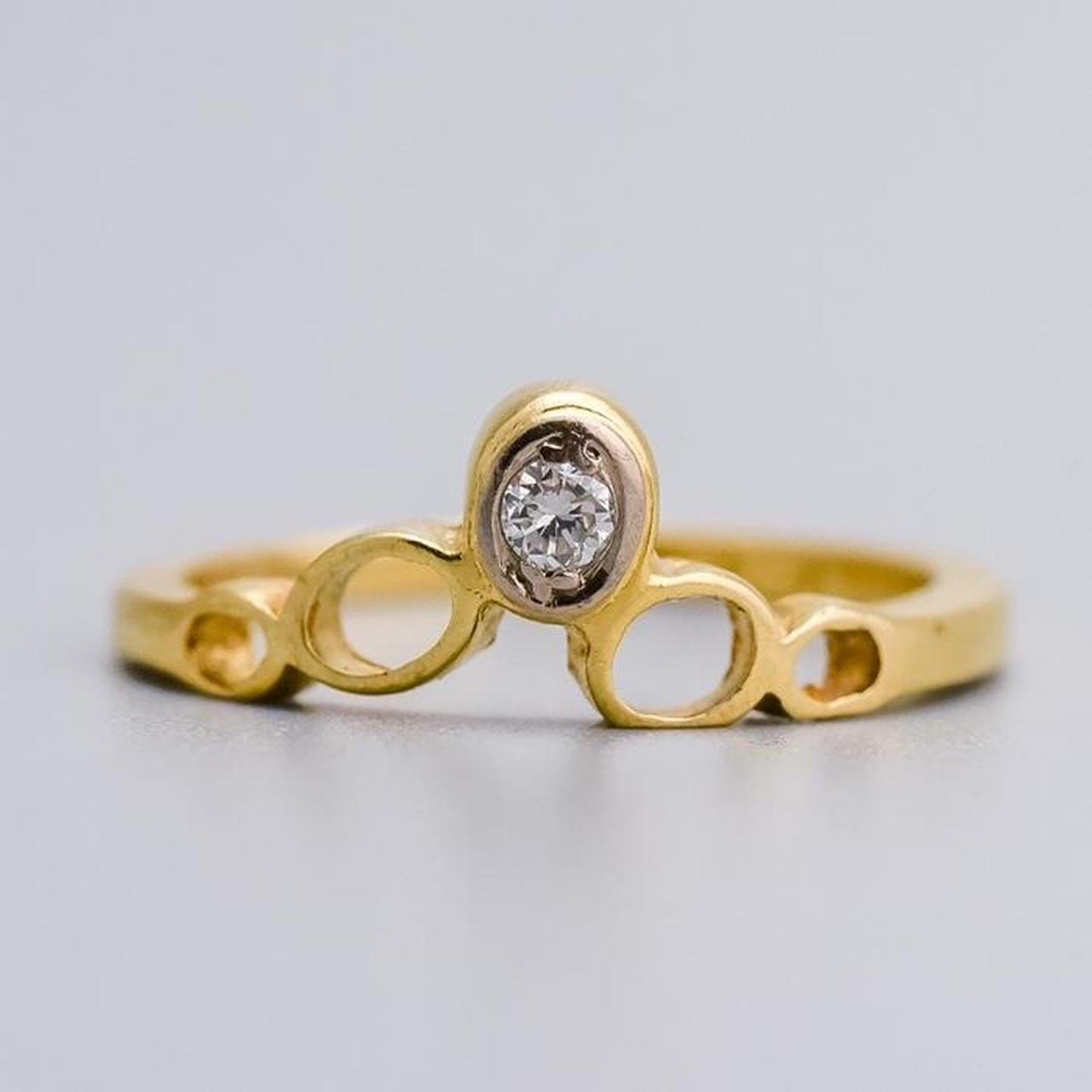 18K Gold Abstract Diamond Wishbone Ring