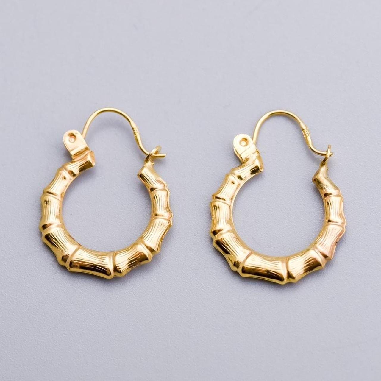 9K Gold Bamboo Hoop Earrings