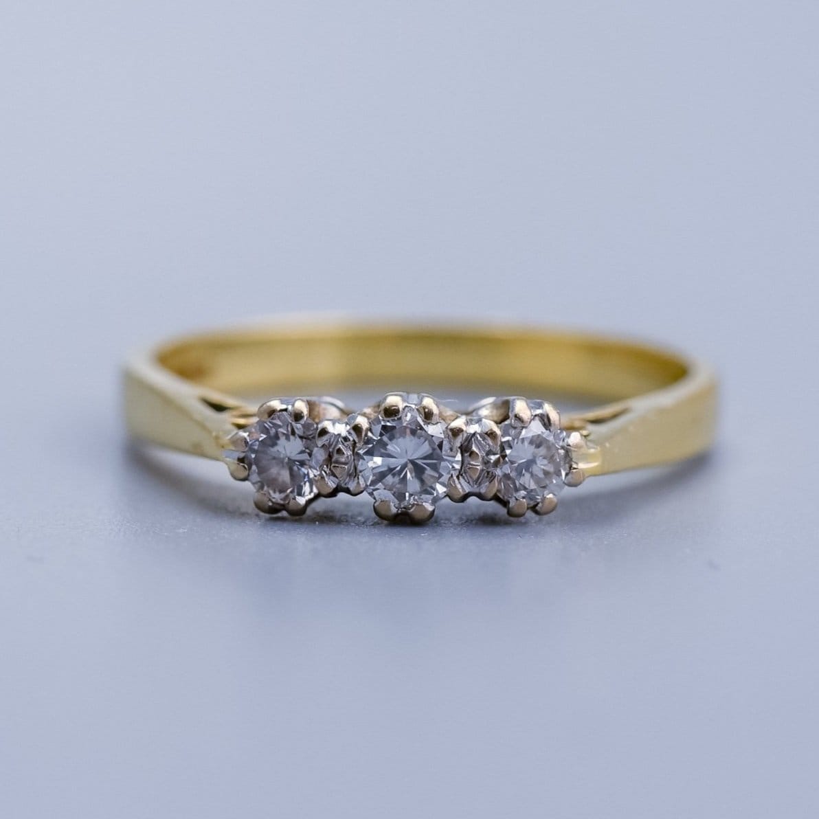 18K Gold 3 Stone Diamond Ring