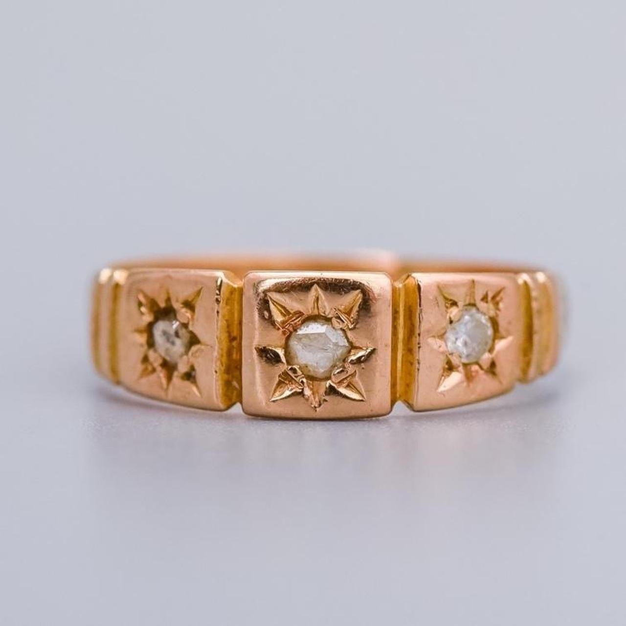 15K Gold Victorian Diamond Gypsy Ring
